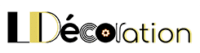 Logo LDécoration au design moderne noir et jaune avec une typographie artistique et graphique.